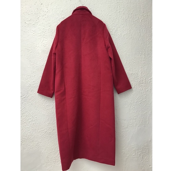 BOSTON PROPER Long Faux Wool Lined Topper Coat in Beet Red - Picture 7 of 9
